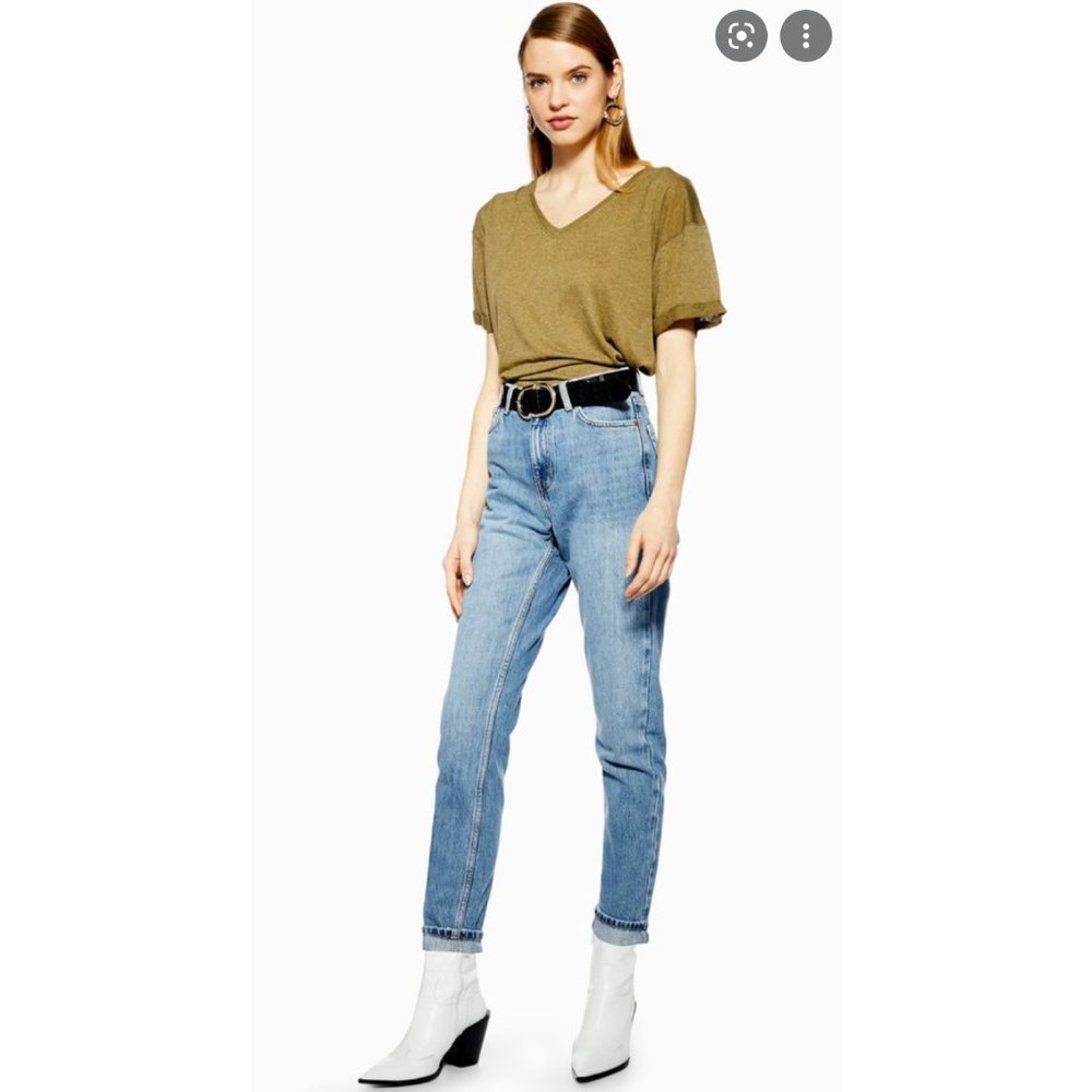 TOPSHOP JEANS - MID BLUE MOM JEANS